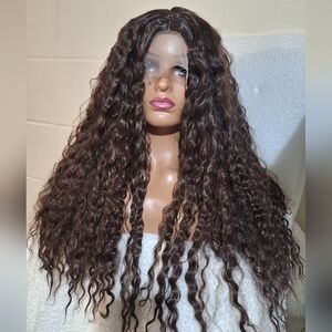 Natural Deep Brown Wavy Lace Front Wif Human Hair B